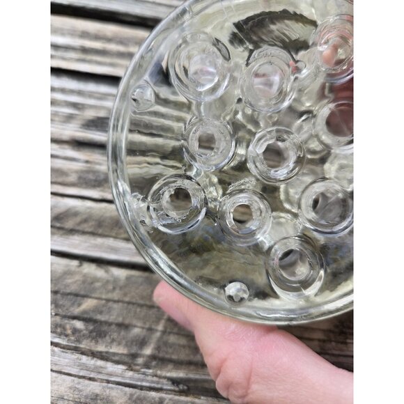 2 Small Vintage Glass Flower Frogs 11 Holes 3 inch Floral - Picture 8 of 16